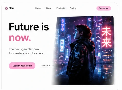 A landing page hero built from JammyJar images